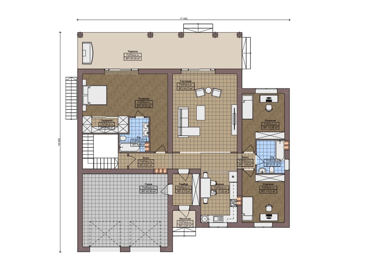 Планировка Одноэтажный дом F-12905