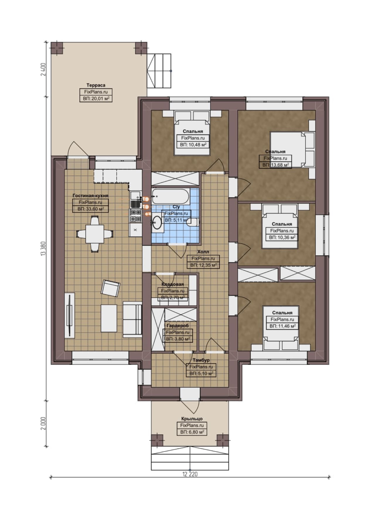 Планировка Одноэтажный дом F-3194